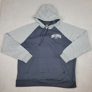 Under Armour Mens 2XL Sweatshirt Wordmark Rival Fleece Hoodie Black Gray